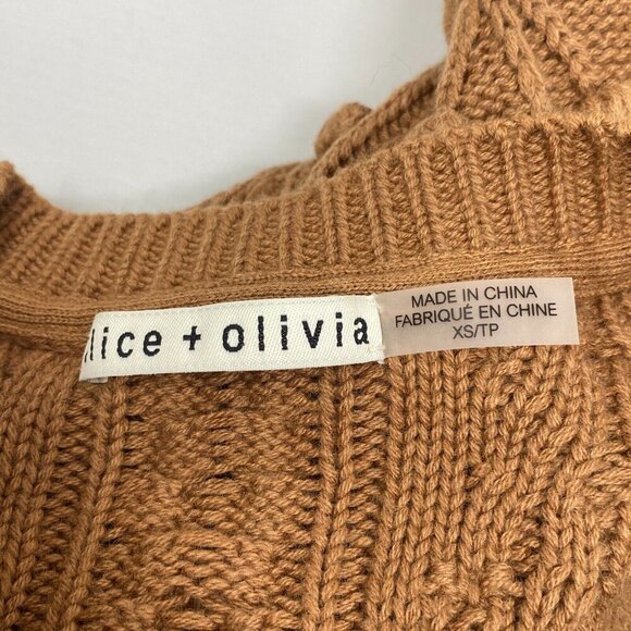 Alice and Olivia Kitty Bow Front Sweater Brown Dress XS - Picture 8 of 9